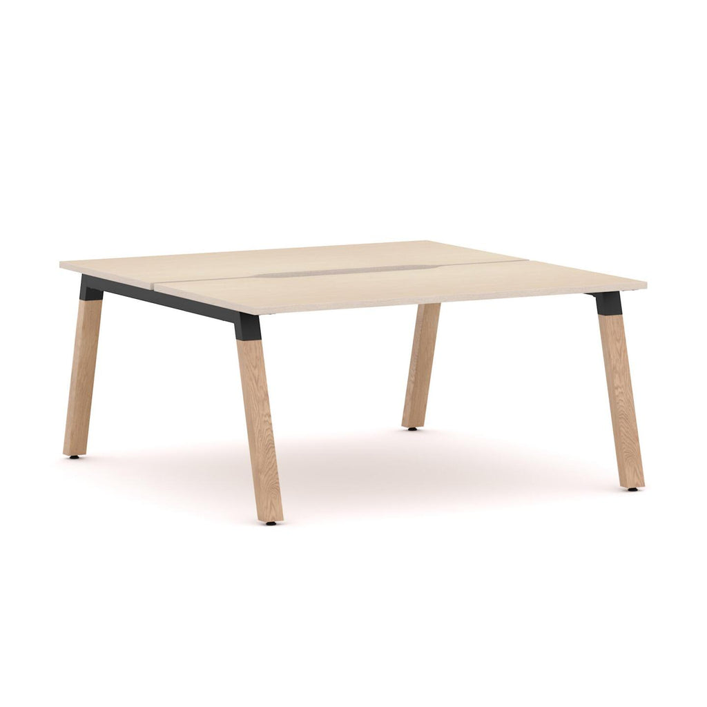 Plantation 2-User Double-Sided Workstation — Black, Nordic Maple