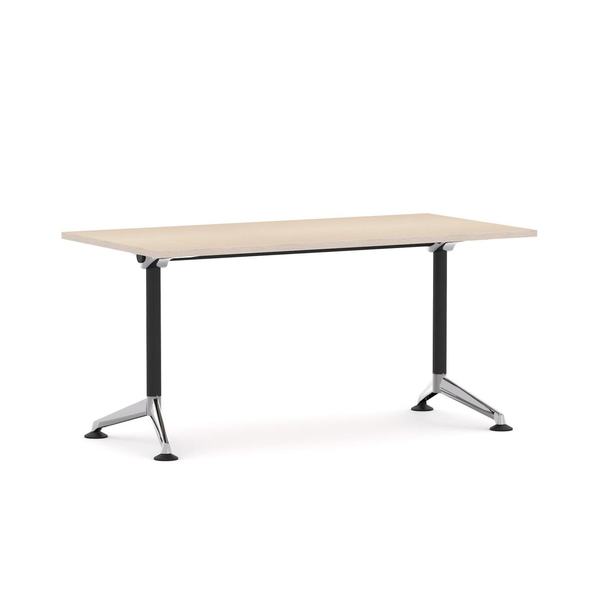 Modulus Meeting Table Fixed Leg — Black With Polished Alloy, Nordic Maple