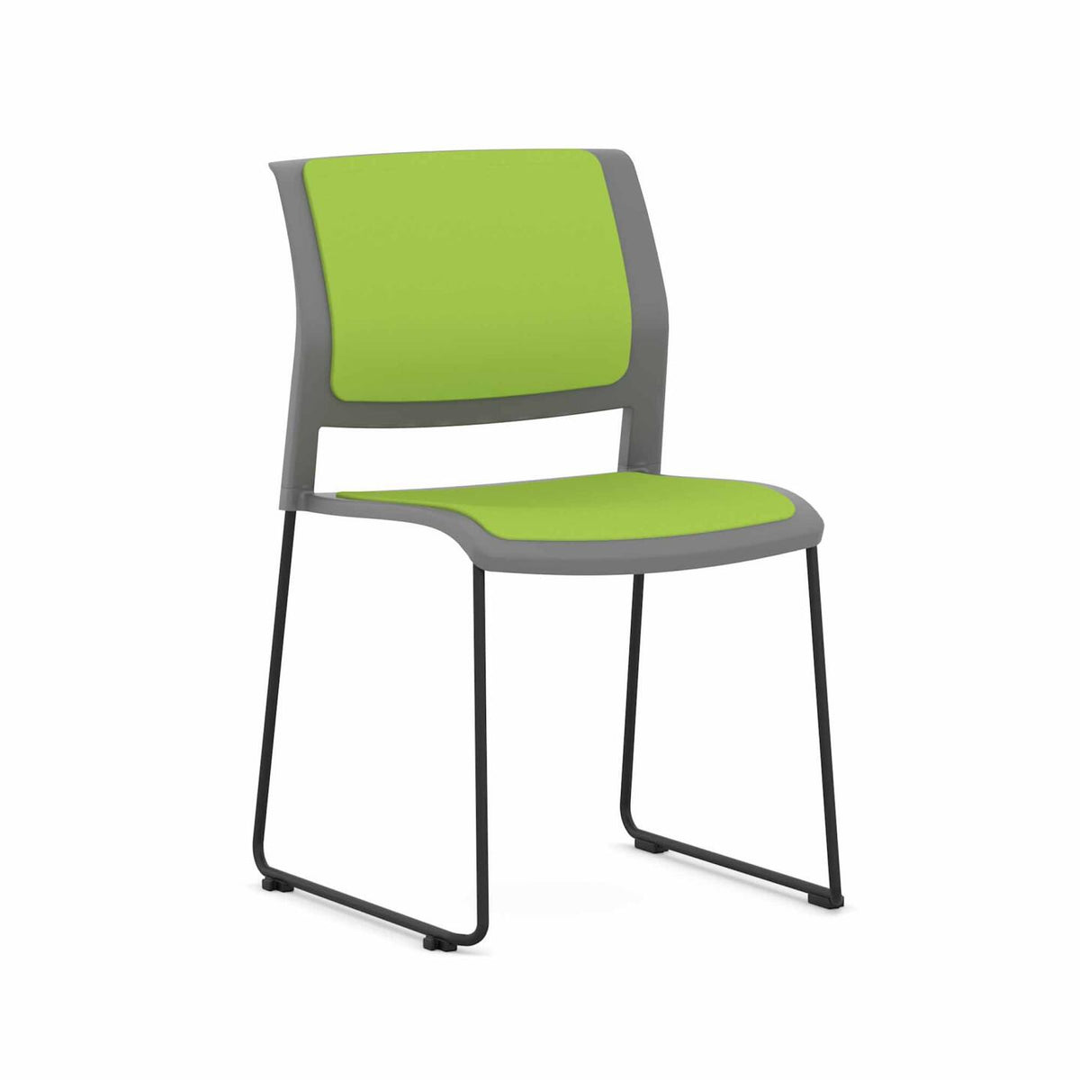 Game Chair Sled – Fully Upholstered — Black, Charcoal, Lime Green #CM503