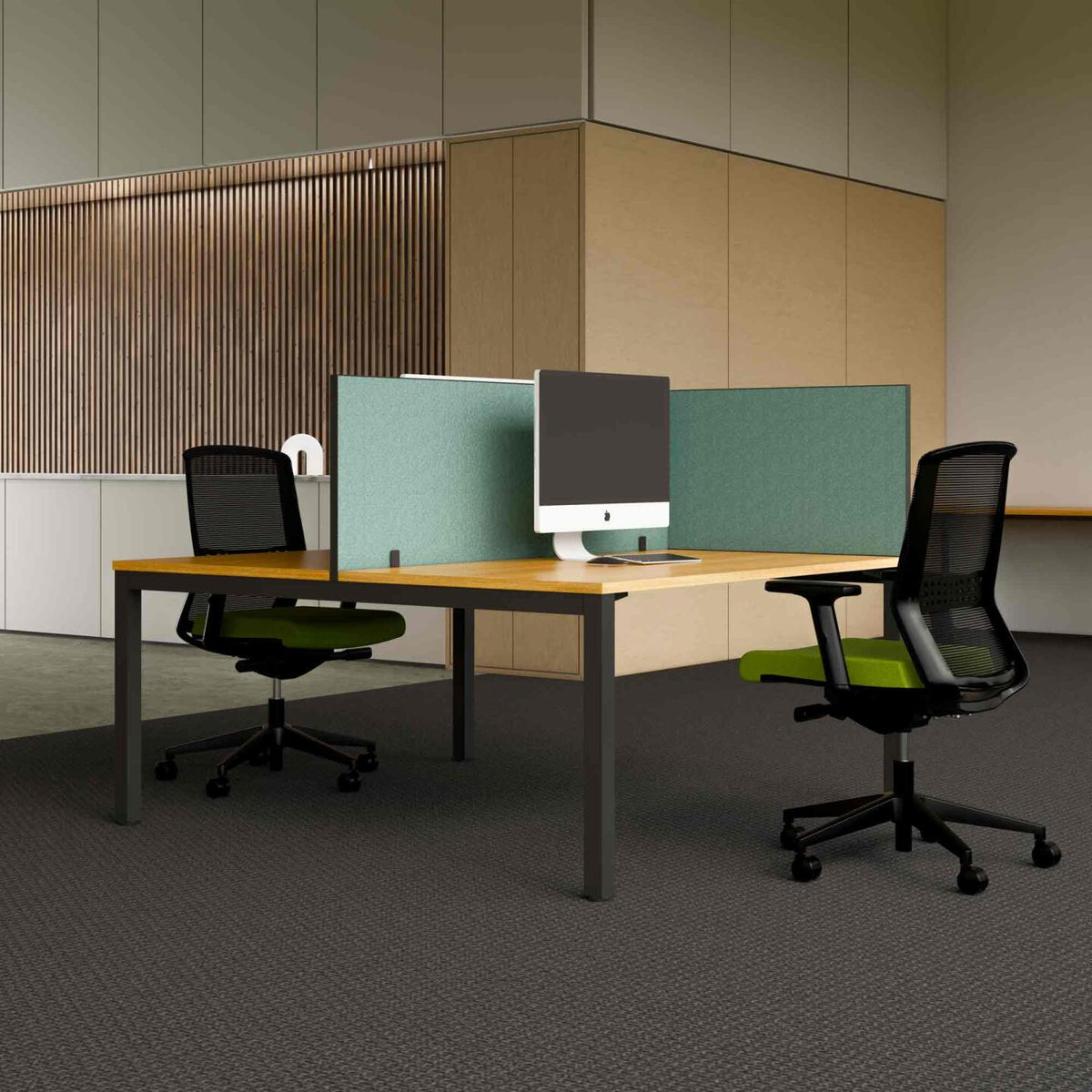 Axis 2-User Double-Sided Workstation with Edge25 Screen - alternate view, size or finish; optional items may be shown