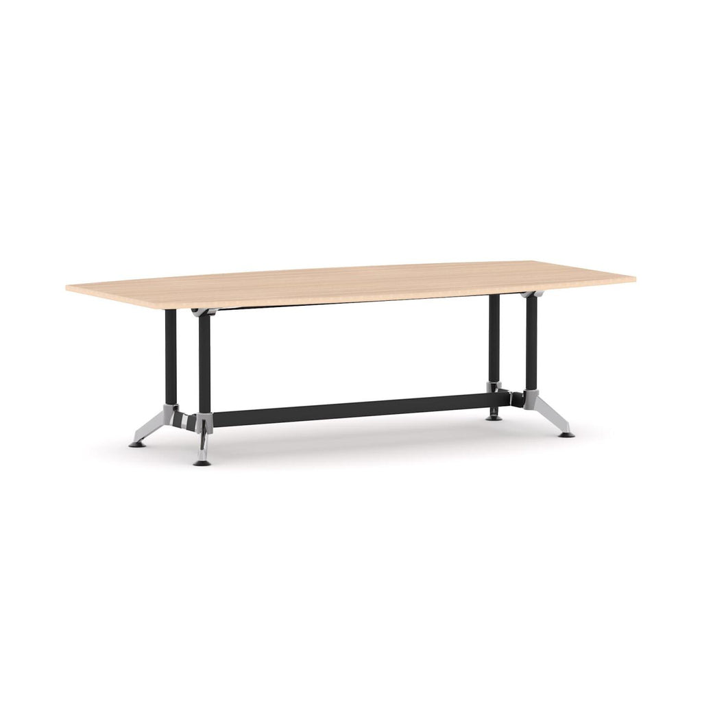 Modulus Boardroom Table Single Span, Twin Post — Black With Polished Alloy, New Oak Ravine