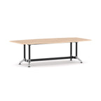 Modulus Boardroom Table Single Span, Twin Post — Black With Polished Alloy, New Oak Ravine