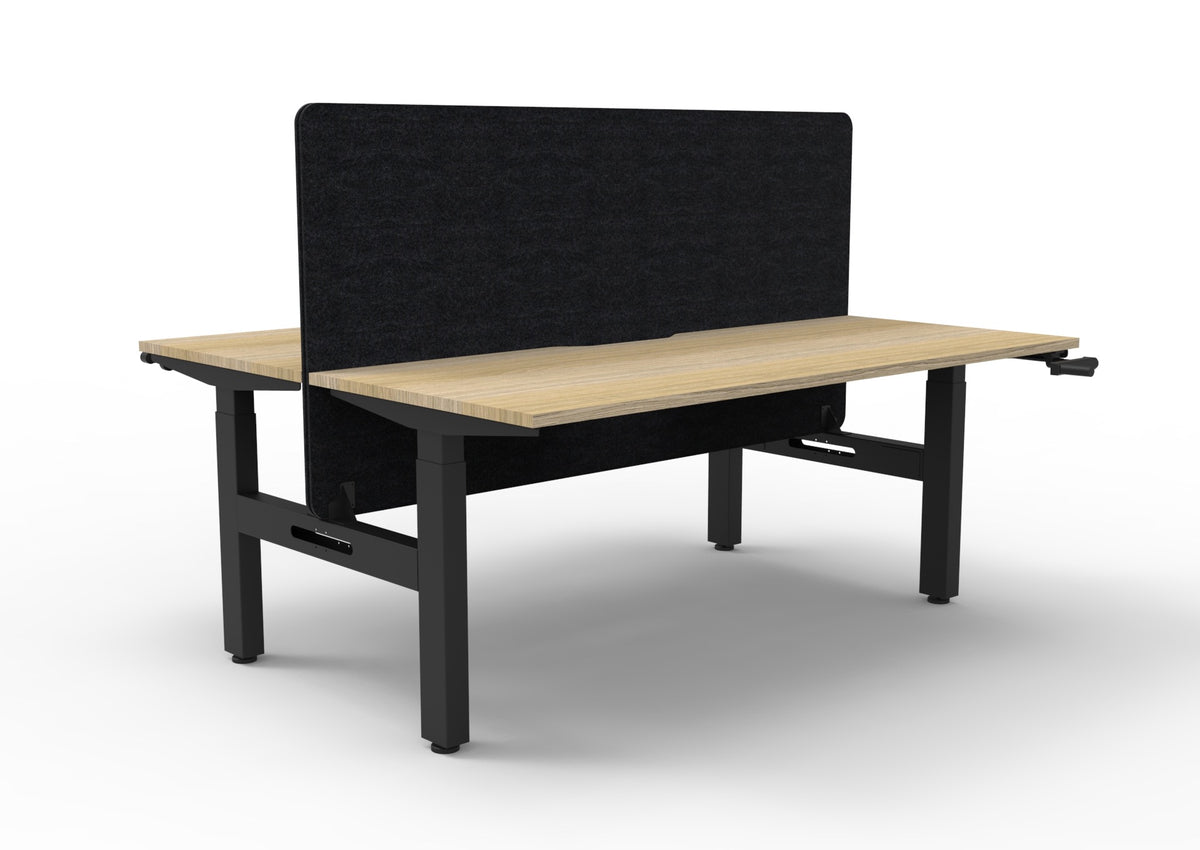 Boost Crank Manual Height Adjustable 2 Person Back to Back Workstation - Eco Panel Screen