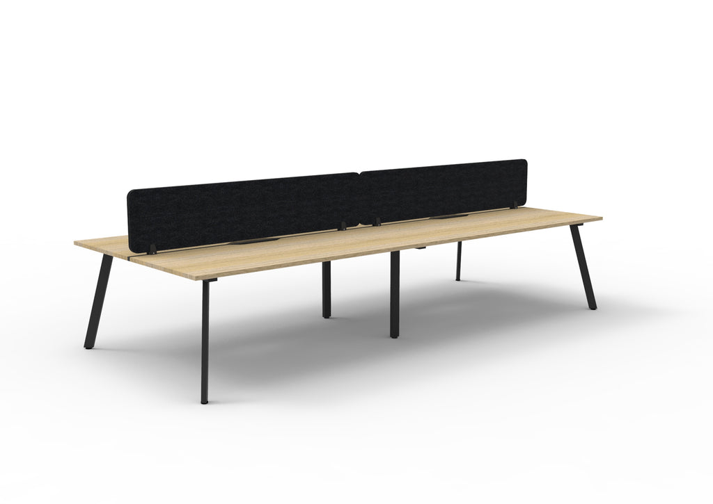 Eternity 4 Person Back To Back Workstation - Eco Panel Screen - Natural Oak Top & Black Base - Black