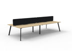 Eternity 4 Person Back To Back Workstation - Eco Panel Screen - Natural Oak Top & Black Base - Black
