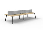 Eternity 4 Person Back To Back Workstation - Eco Panel Screen - Natural Oak Top & Black Base - Marble Grey