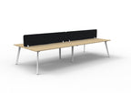 Eternity 4 Person Back To Back Workstation - Eco Panel Screen - Natural Oak Top & White Base - Black