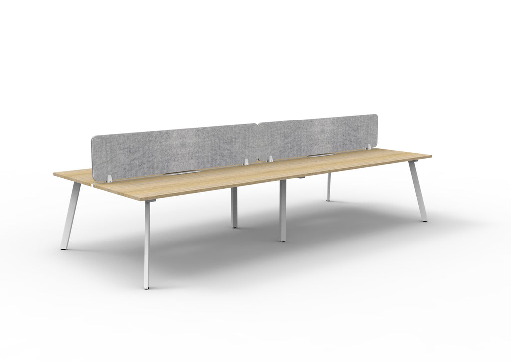 Eternity 4 Person Back To Back Workstation - Eco Panel Screen - Natural Oak Top & White Base - Marble Grey