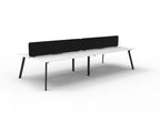 Eternity 4 Person Back To Back Workstation - Eco Panel Screen - Natural White Top & Black Base - Black