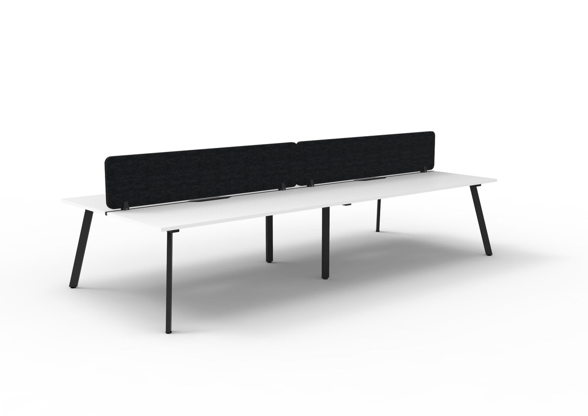 Eternity 4 Person Back To Back Workstation - Eco Panel Screen - Natural White Top & Black Base - Black