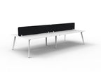 Eternity 4 Person Back To Back Workstation - Eco Panel Screen - Natural White Top & White Base - Black