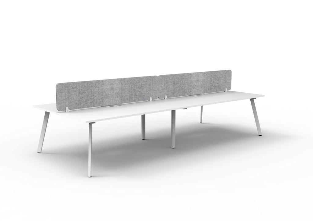 Eternity 4 Person Back To Back Workstation - Eco Panel Screen - Natural White Top & White Base - Marble Grey
