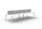 Eternity 4 Person Back To Back Workstation - Eco Panel Screen - Natural White Top & White Base - Marble Grey
