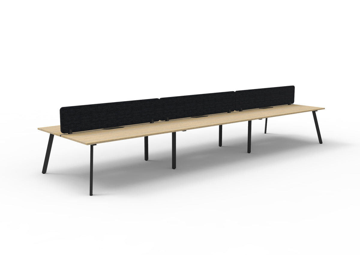 Eternity 6 Person Back To Back Workstation - Eco Panel Screen - Natural Oak Top & Black Base - Black