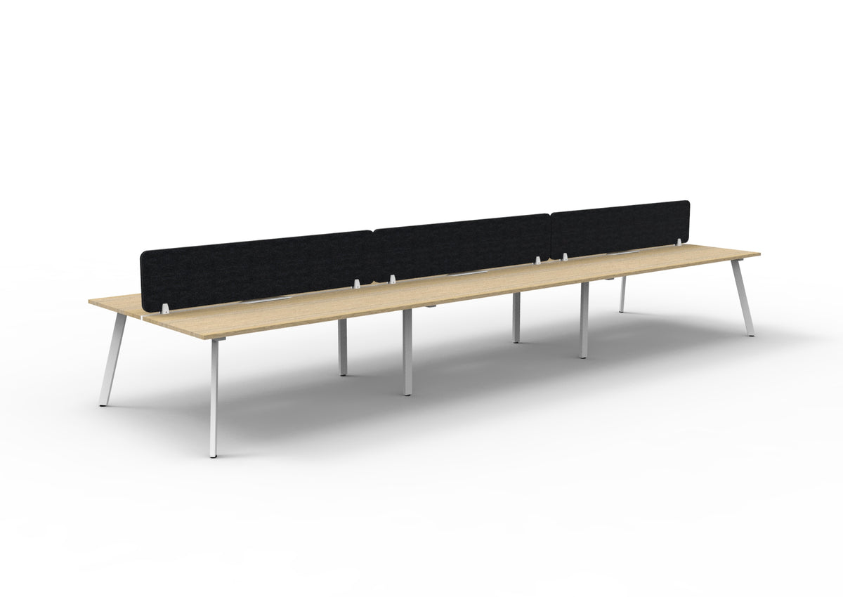 Eternity 6 Person Back To Back Workstation - Eco Panel Screen - Natural Oak Top & White Base - Black