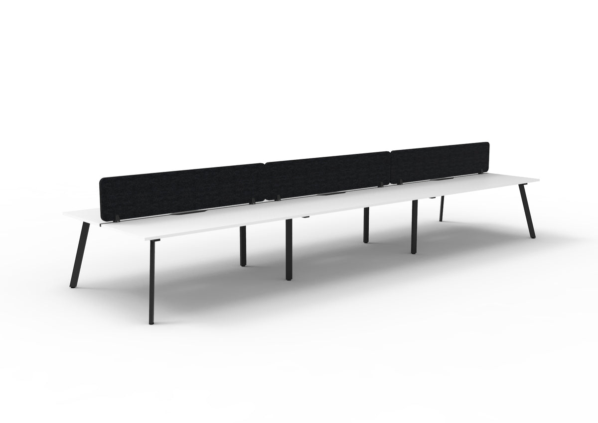 Eternity 6 Person Back To Back Workstation - Eco Panel Screen - Natural White Top & Black Base - Black