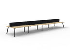 Eternity 8 Person Back To Back Workstation - Eco Panel Screen - Natural Oak Top & Black Base - Black