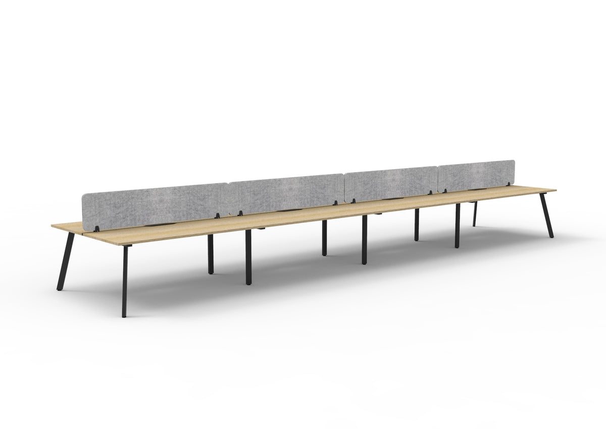 Eternity 8 Person Back To Back Workstation - Eco Panel Screen - Natural Oak Top & Black Base - Marble Grey