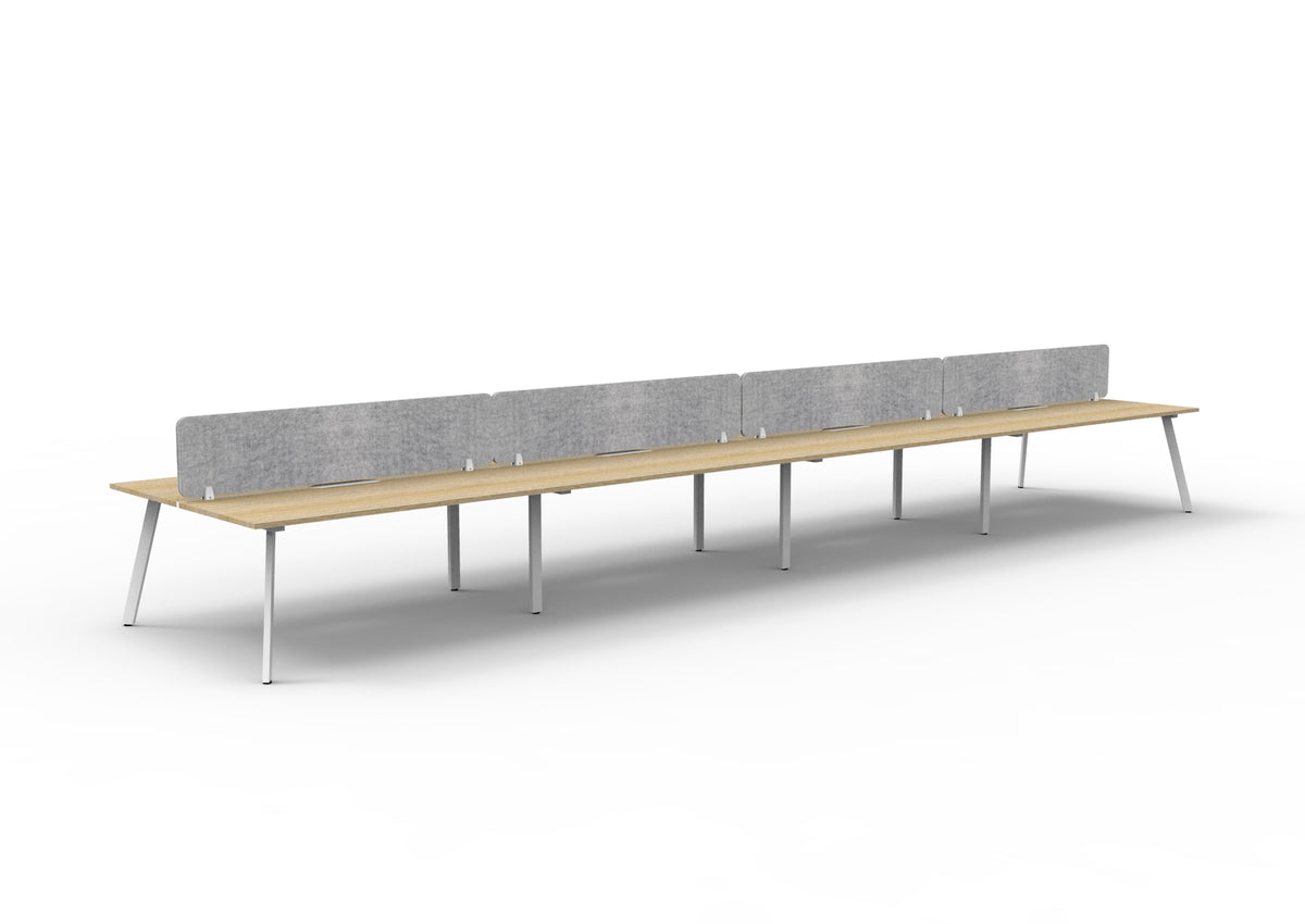 Eternity 8 Person Back To Back Workstation - Eco Panel Screen - Natural Oak Top & White Base - Marble Grey
