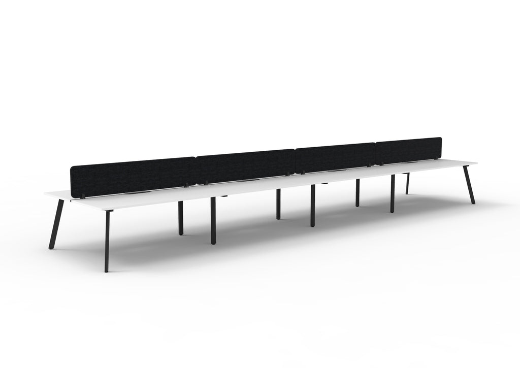 Eternity 8 Person Back To Back Workstation - Eco Panel Screen - Natural White Top & Black Base - Black