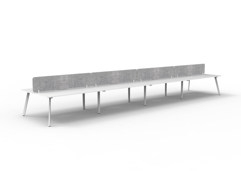 Eternity 8 Person Back To Back Workstation - Eco Panel Screen - Natural White Top & White Base - Marble Grey