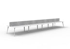 Eternity 8 Person Back To Back Workstation - Eco Panel Screen - Natural White Top & White Base - Marble Grey