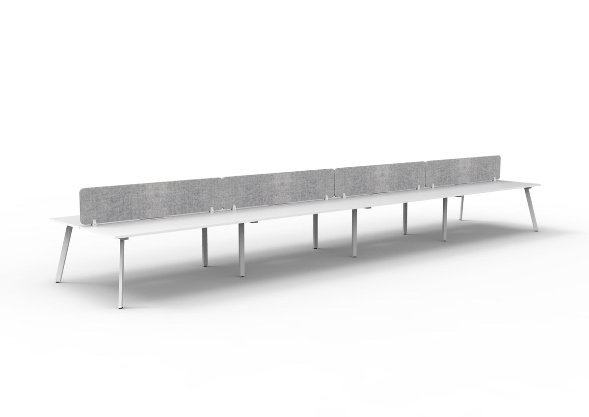 Eternity 8 Person Back To Back Workstation - Eco Panel Screen - Natural White Top & White Base - Marble Grey
