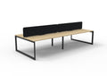 Infinity Loop Leg 4 Person Back To Back Workstation - Eco Panel Screen - Natural Oak Top & Black Base - Black PET