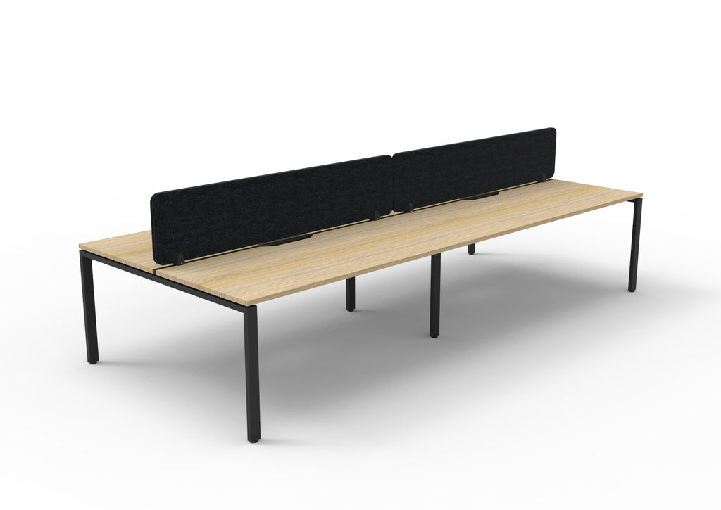 Infinity Profile Leg 4 Person Back To Back Workstation - Eco Panel Screen - Natural Oak Top & Black Base - Black