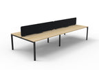Infinity Profile Leg 4 Person Back To Back Workstation - Eco Panel Screen - Natural Oak Top & Black Base - Black