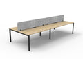 Infinity Profile Leg 4 Person Back To Back Workstation - Eco Panel Screen - Natural Oak Top & Black Base - Marble Grey