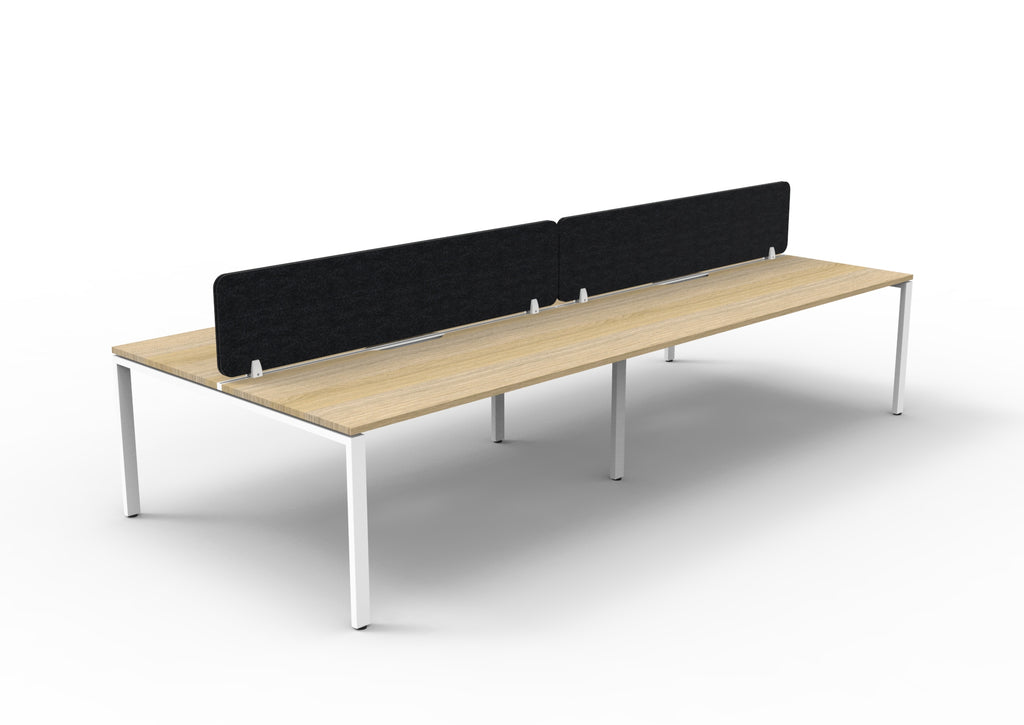 Infinity Profile Leg 4 Person Back To Back Workstation - Eco Panel Screen - Natural Oak Top & White Base - Black