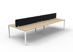 Infinity Profile Leg 4 Person Back To Back Workstation - Eco Panel Screen - Natural Oak Top & White Base - Black