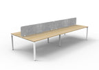 Infinity Profile Leg 4 Person Back To Back Workstation - Eco Panel Screen - Natural Oak Top & White Base - Marble Grey