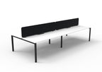 Infinity Profile Leg 4 Person Back To Back Workstation - Eco Panel Screen - Natural White Top & Black Base - Black