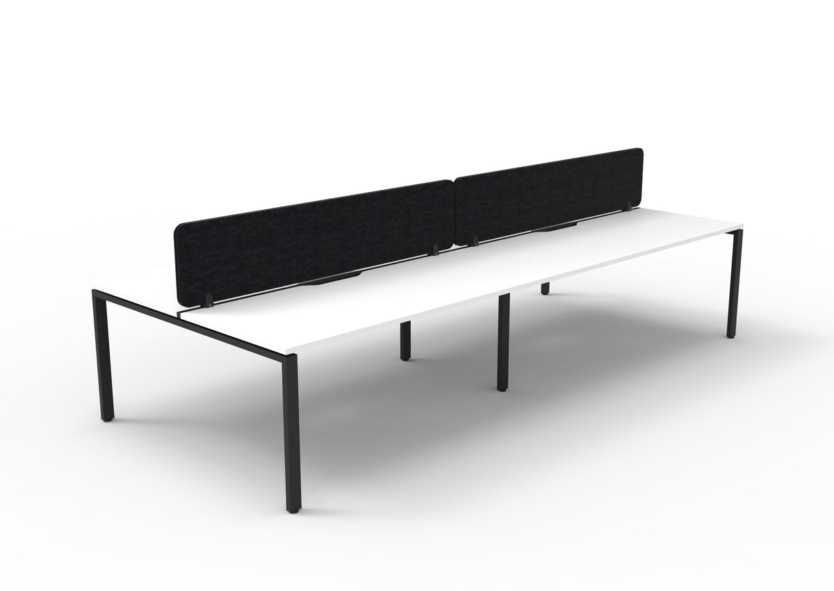 Infinity Profile Leg 4 Person Back To Back Workstation - Eco Panel Screen - Natural White Top & Black Base - Black
