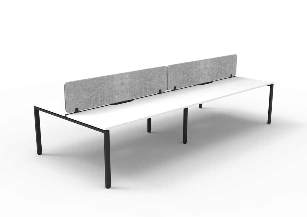 Infinity Profile Leg 4 Person Back To Back Workstation - Eco Panel Screen - Natural White Top & Black Base - Marble Grey