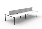 Infinity Profile Leg 4 Person Back To Back Workstation - Eco Panel Screen - Natural White Top & Black Base - Marble Grey
