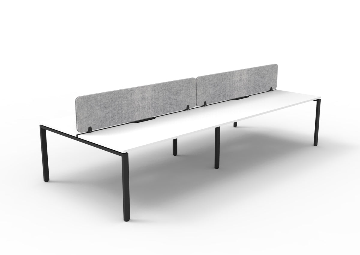 Infinity Profile Leg 4 Person Back To Back Workstation - Eco Panel Screen - Natural White Top & Black Base - Marble Grey