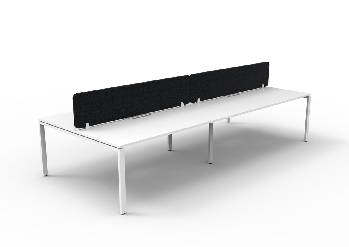 Infinity Profile Leg 4 Person Back To Back Workstation - Eco Panel Screen - Natural White Top & White Base - Black
