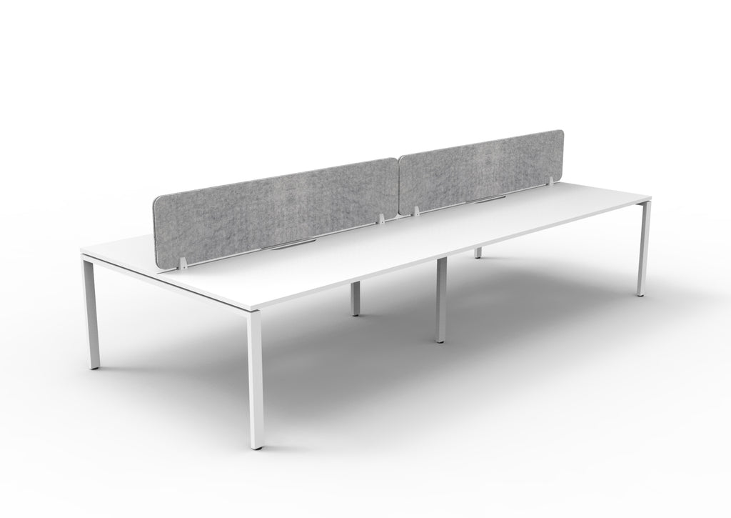 Infinity Profile Leg 4 Person Back To Back Workstation - Eco Panel Screen - Natural White Top & White Base - Marble Grey