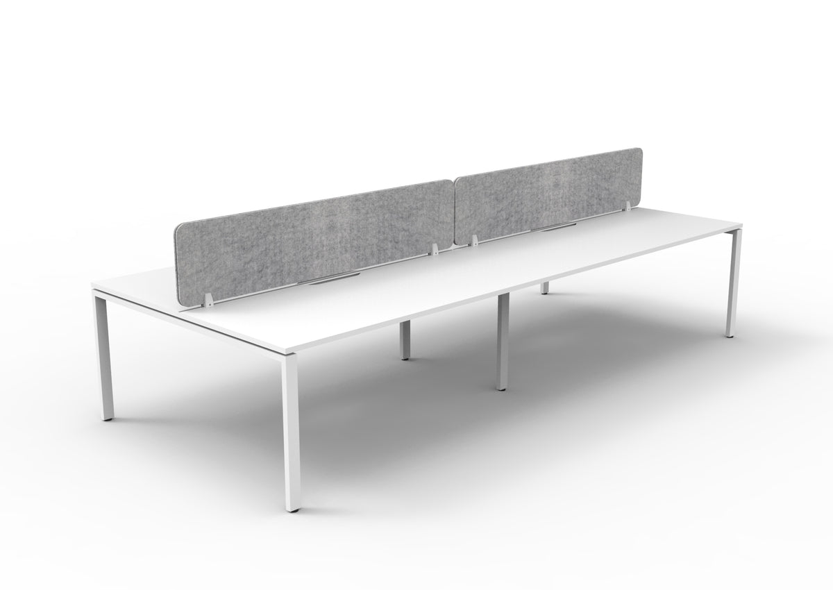 Infinity Profile Leg 4 Person Back To Back Workstation - Eco Panel Screen - Natural White Top & White Base - Marble Grey
