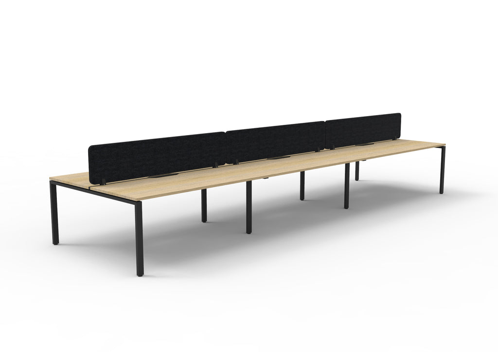 Infinity Profile Leg 6 Person Back To Back Workstation - Eco Panel Screen - Natural Oak Top & Black Base - Black