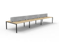 Infinity Profile Leg 6 Person Back To Back Workstation - Eco Panel Screen - Natural Oak Top & Black Base - Marble Grey