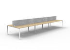 Infinity Profile Leg 6 Person Back To Back Workstation - Eco Panel Screen - Natural Oak Top & White Base - Marble Grey
