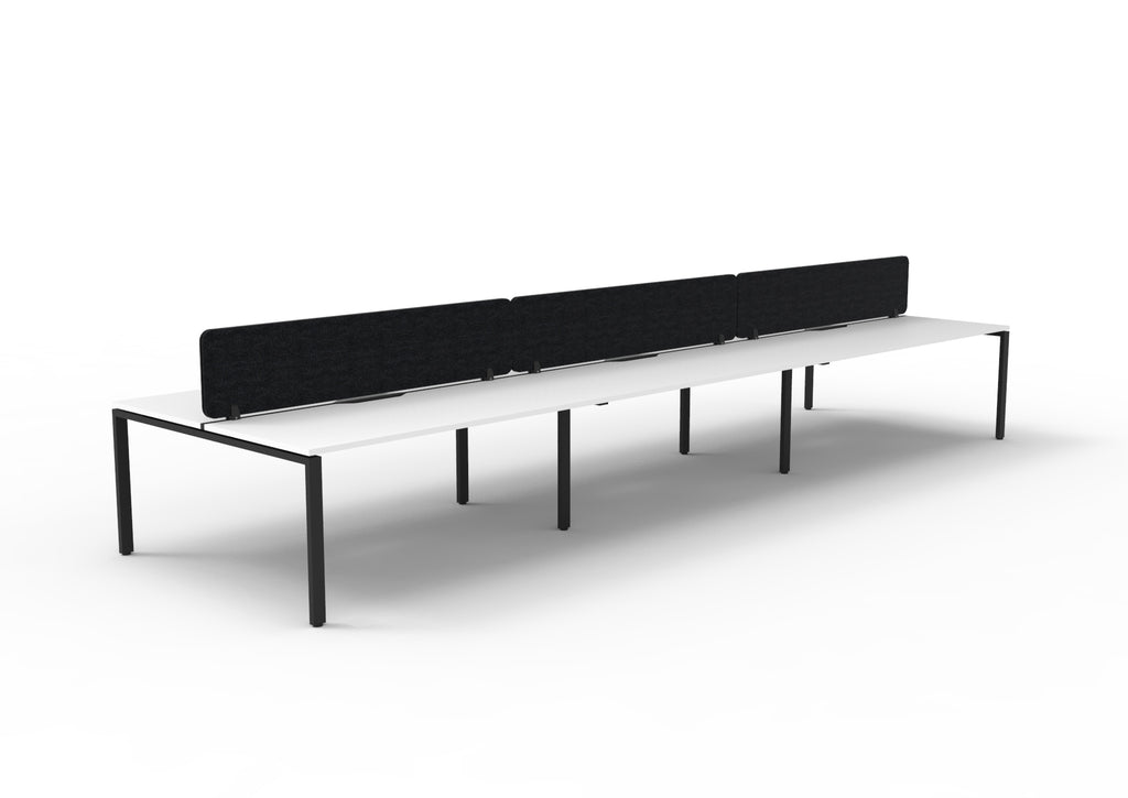 Infinity Profile Leg 6 Person Back To Back Workstation - Eco Panel Screen - Natural White Top & Black Base - Black