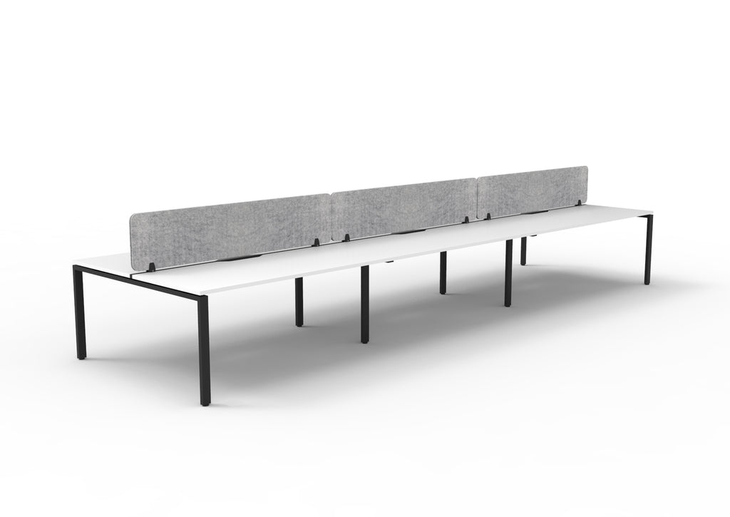 Infinity Profile Leg 6 Person Back To Back Workstation - Eco Panel Screen - Natural White Top & Black Base - Marble Grey