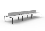 Infinity Profile Leg 6 Person Back To Back Workstation - Eco Panel Screen - Natural White Top & Black Base - Marble Grey