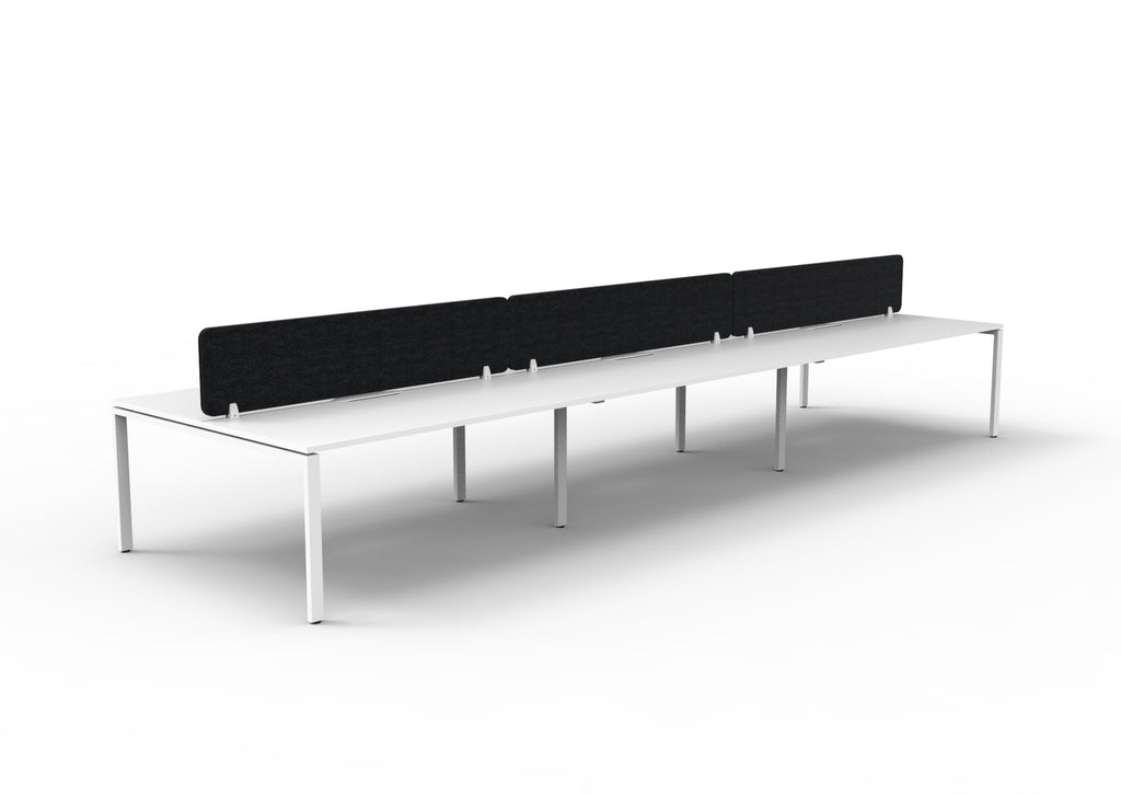 Infinity Profile Leg 6 Person Back To Back Workstation - Eco Panel Screen - Natural White Top & White Base - Black