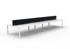 Infinity Profile Leg 6 Person Back To Back Workstation - Eco Panel Screen - Natural White Top & White Base - Black